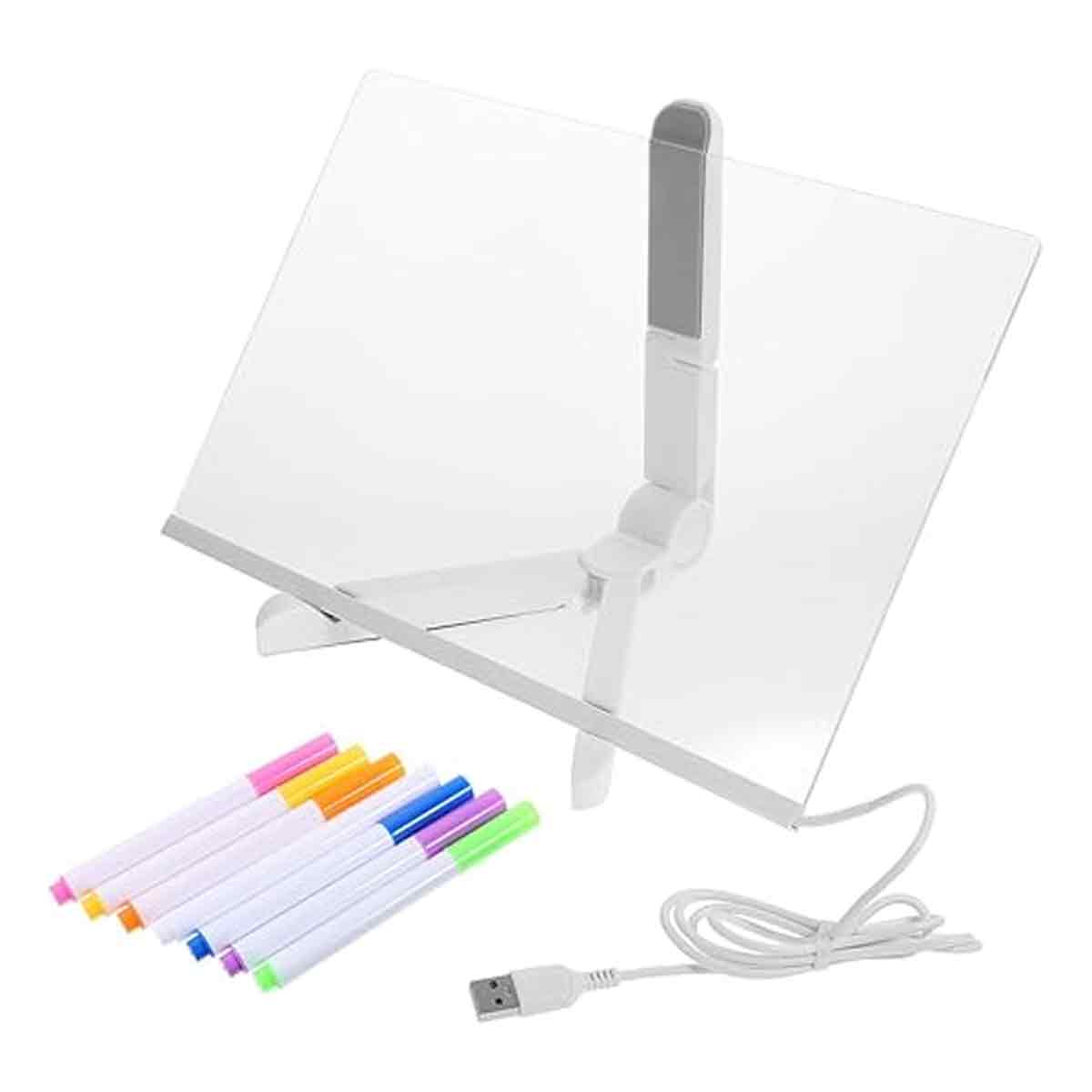 Acryl-whiteboard Mit Beleuchtung, Transparentes, Beleuchtetes Whiteboard Mit 7 Farbmarkern, Wiederbeschreibbare Led-schreibtafel Mit Leuchtbuchstaben