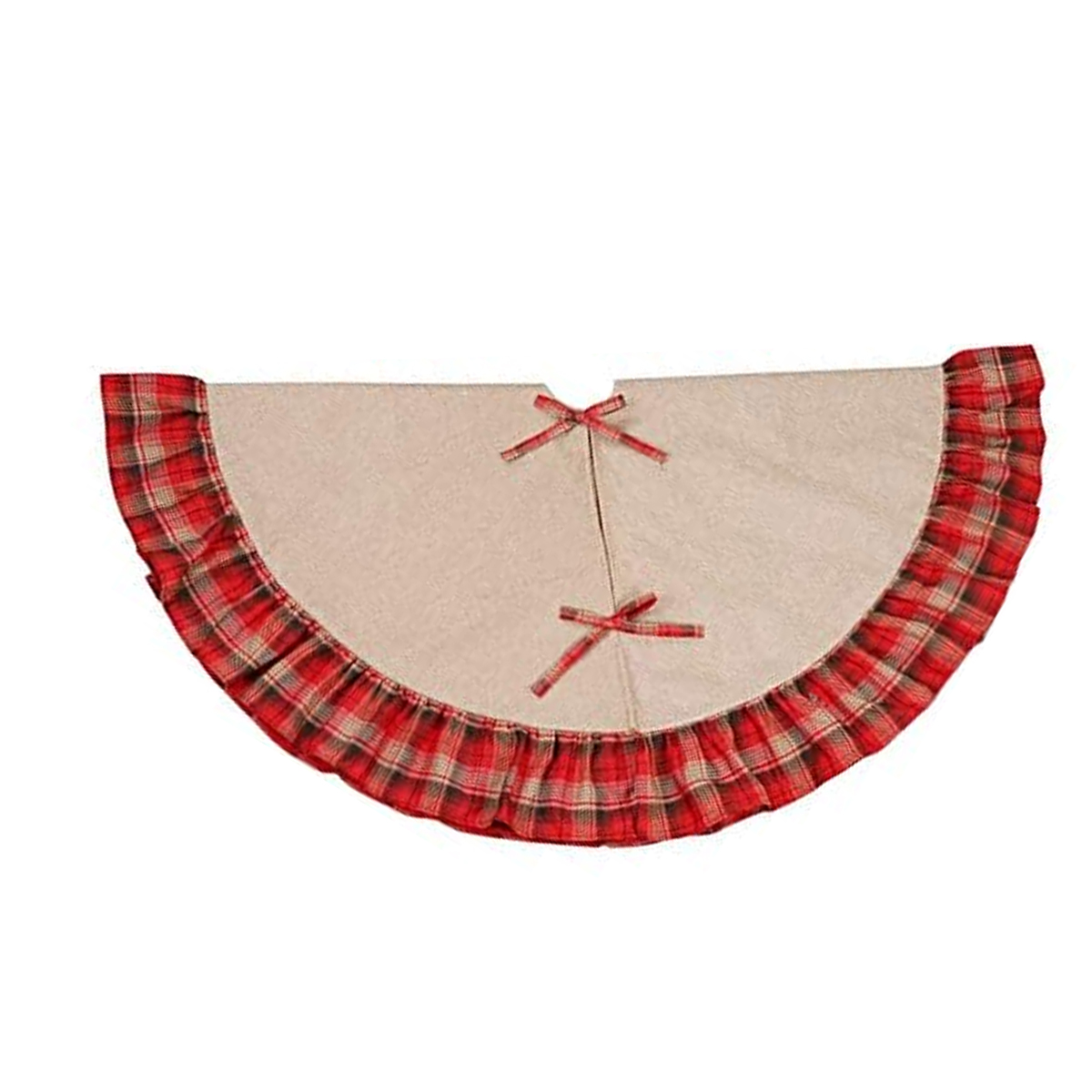 Jupe De Sapin De Noël En Lin 48 Pouces Big Red Black Plaid Base Bodenmatte Abdeckung Merry Christmas Party Decor (120 Cm)