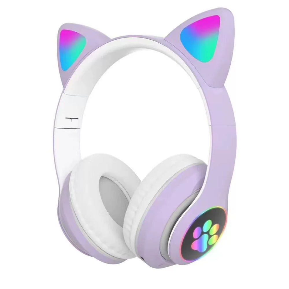 Kabellose Bluetooth-kopfhörer – Kinder – Katzenohren – Mehrfarbige Led – Wasserdicht – Faltbar