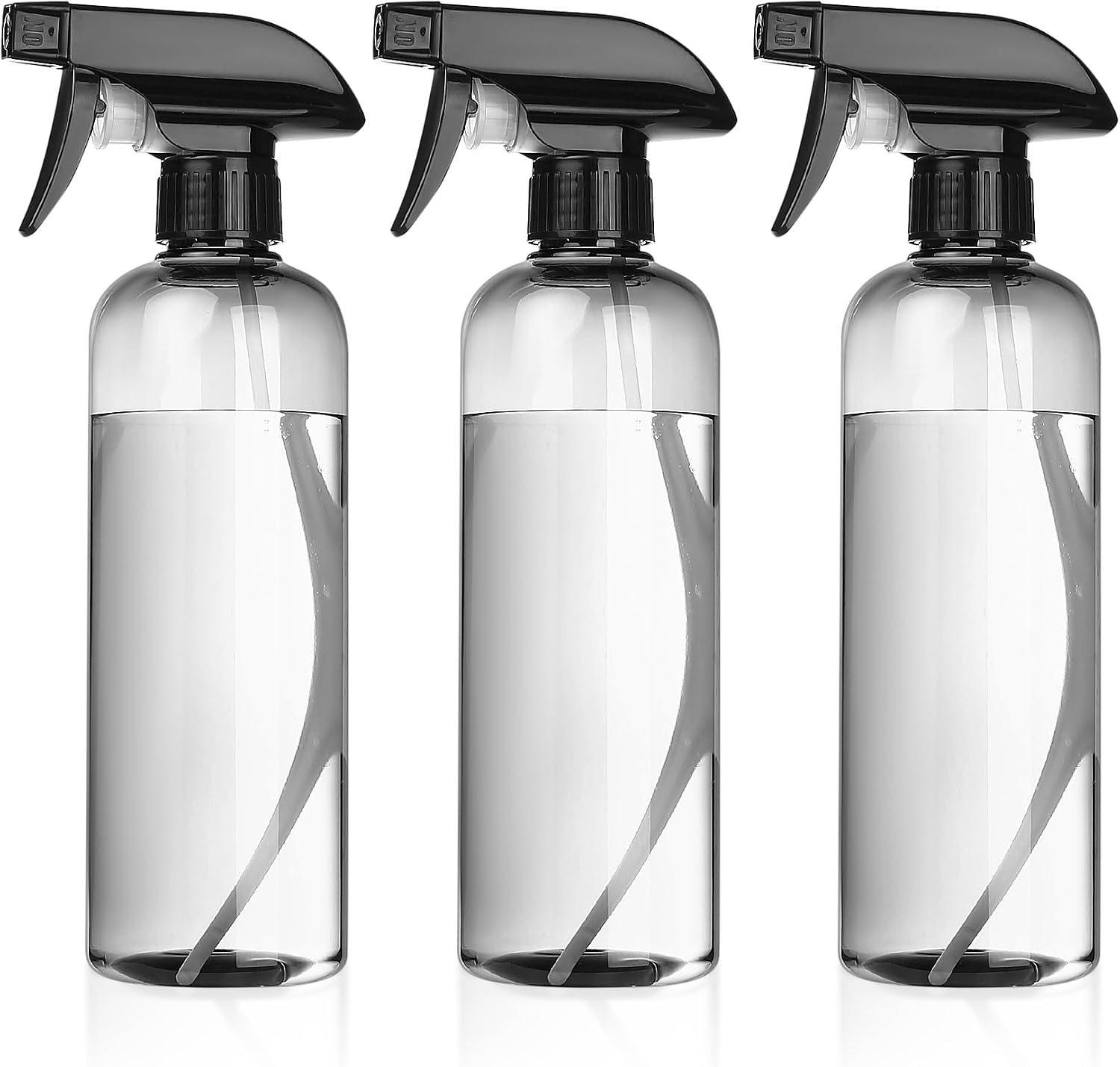 3er-set Sprühflaschen – 500 Ml Transparent + Sprühdüse Aus Kunststoff, Schwarz
