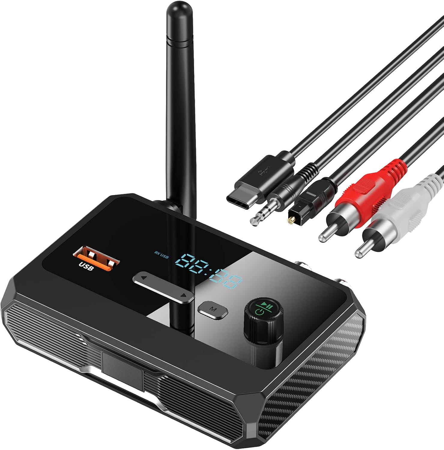 Bluetooth 5.3-empfänger Für Heimstereoanlagen, Rca-bluetooth-adapter, Hd-musikwiedergabe Mit Geringer Latenz, Unterstützt Optische Und 3,5-mm-aux-eingänge, Rca-empfängeradapter Für Lautsprecher, Musik
