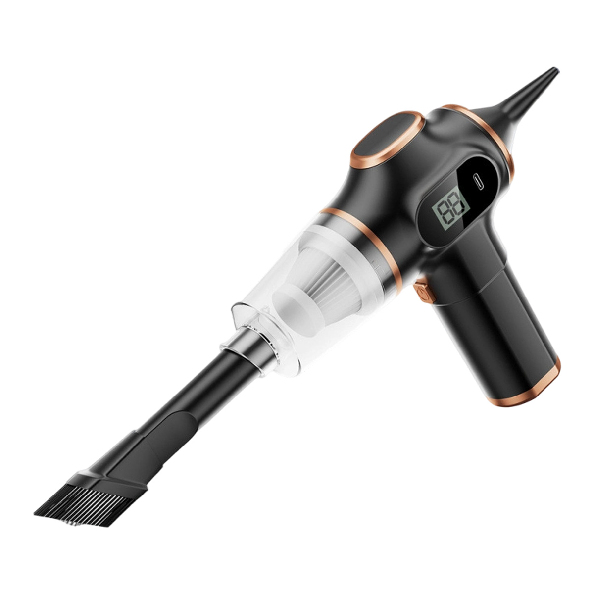 Kabelloser, Tragbarer Autostaubsauger – Leistungsstarker Mini-handstaubsauger Mit Lcd-bildschirm Und Mehreren Düsen, Ideal Für Auto, Haushalt, Büro, Sofa, Tierhaare Und Tastatur.