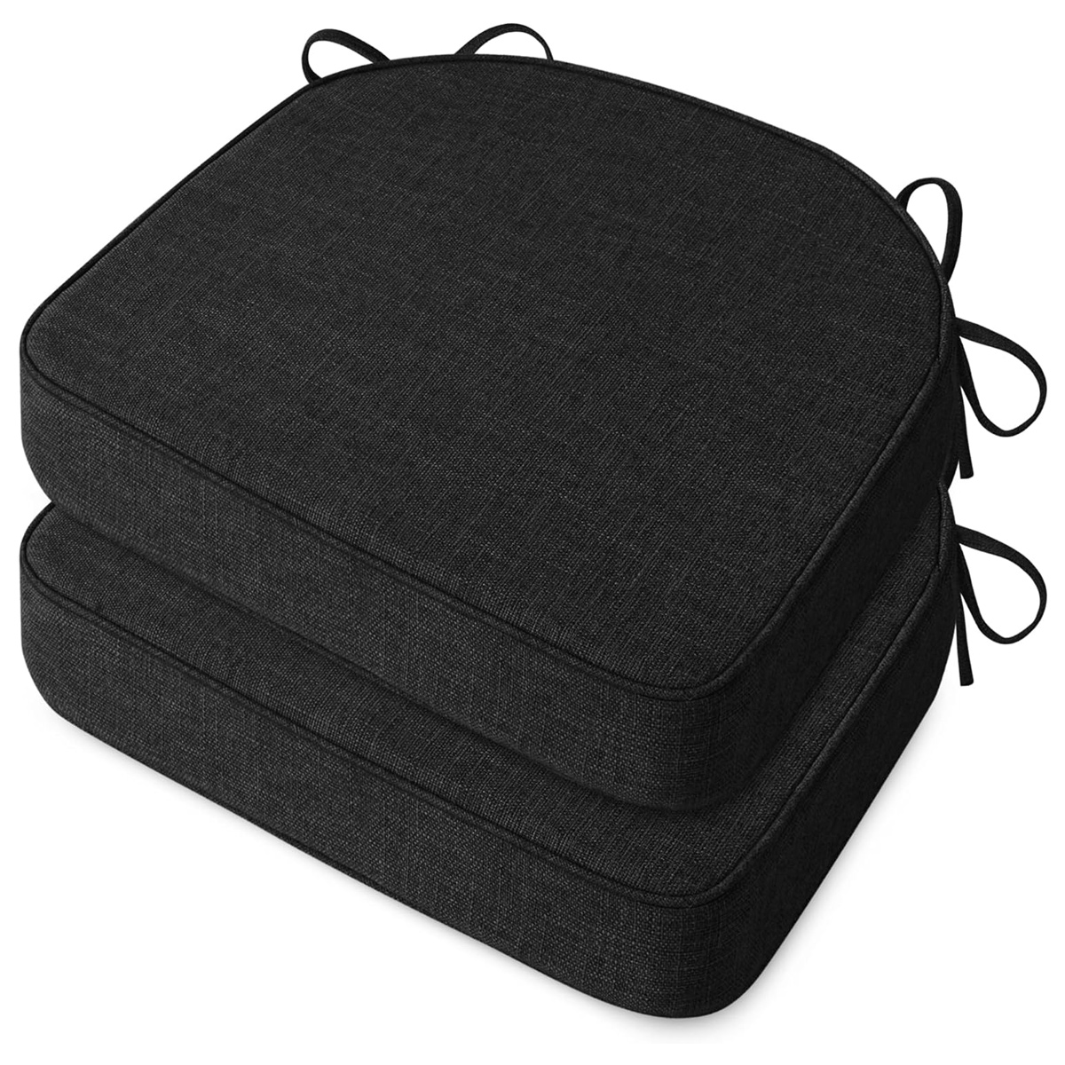 Set Mit 2 Esszimmer-/küchenstuhlkissen, 42 X 40 X 3 Cm, 6,3 Cm Dick, Waschbarer Bezug, Schwarz