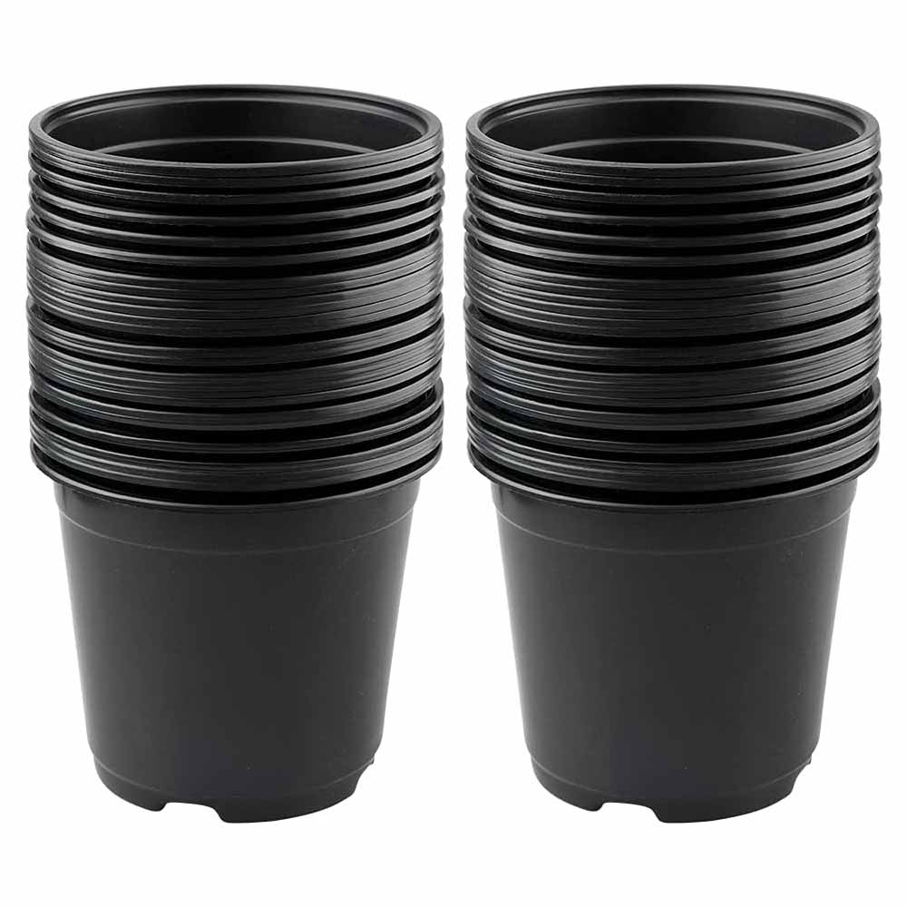 Packung Mit 50 Kunststoff-blumentöpfen, 9,8 Cm, Leichte Anzuchttöpfe, Anzuchttöpfe Für Jungpflanzen, Pflanzgefäße Für Blühende Pflanzen (9,8 X 8,5 Cm, Schwarz).