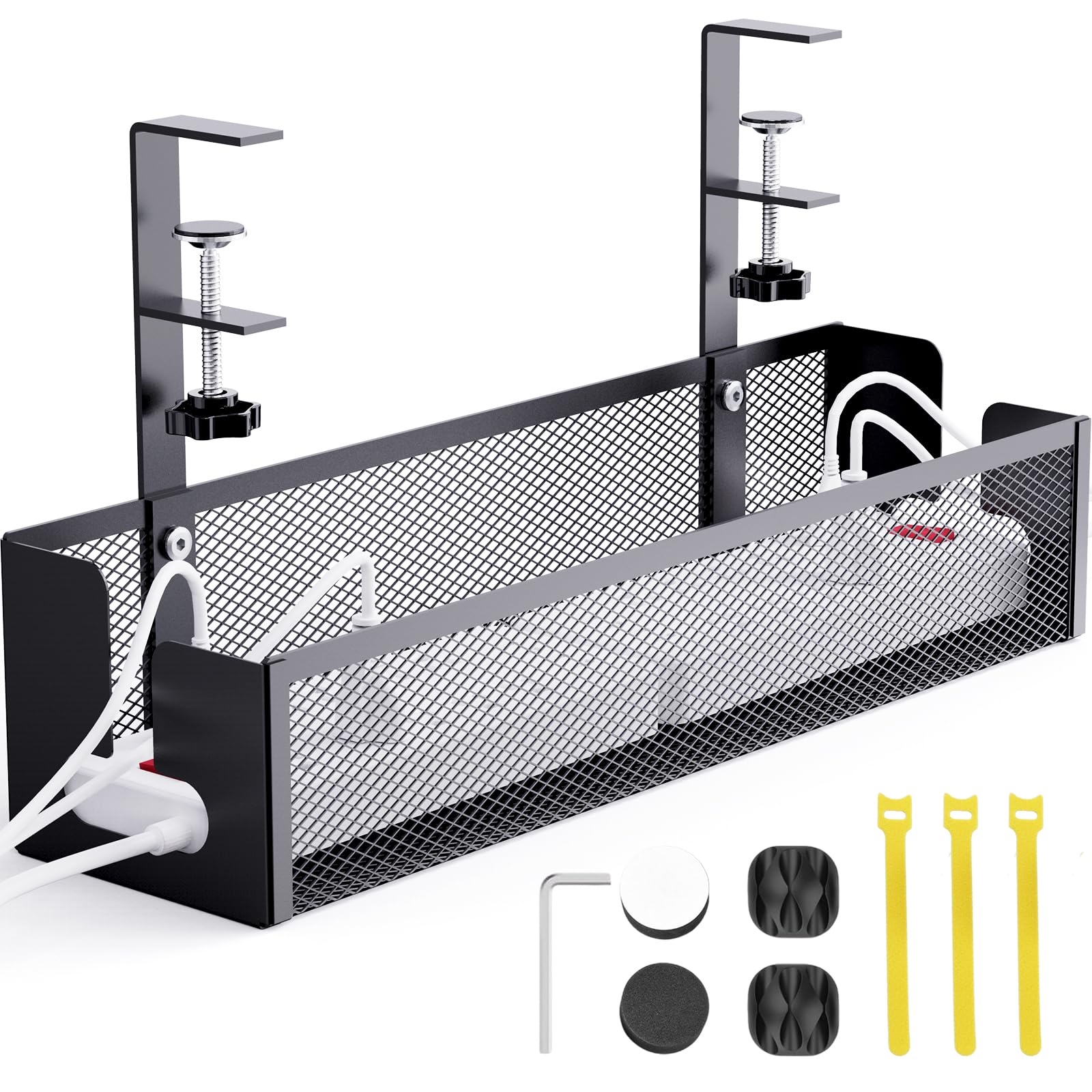 15,7'' Kabelkanal Für Unter Den Schreibtisch, Bohrfreies Kabelgitter, Kabelkanal, Kabelmanagement-rack, Kabelorganisator Und Kabelmanagementbox Für Büro Und Zuhause, 1 Stück (schwarz)