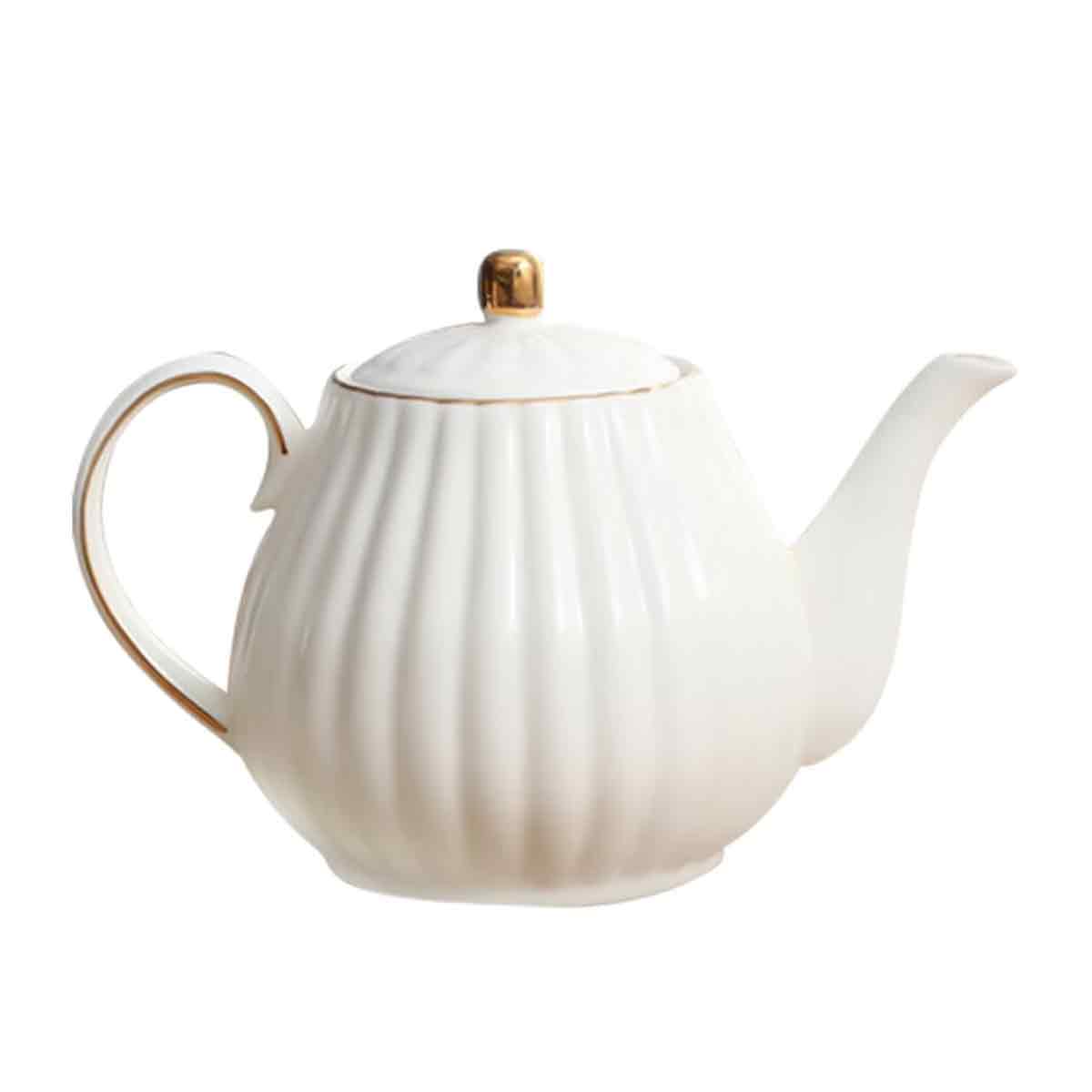 Teekanne Aus Keramik Im Europäischen Stil, Porzellan-kaffeekanne Mit Herausnehmbarem Teesieb, Wasserkanne Für Losen Tee Zu Hause (weiß)