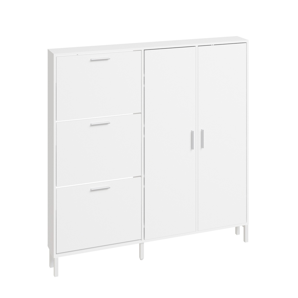 Sobuy Schuhschrank Weiß Mit Schuhkipper Und 2 Türen Extrem Schmal 14 Cm Tiefe, 14 Fächer, Platzsparend Für Schmale Flure 115.5×14.5×117 Cm Tragkraft 58 Kg Fsr231-w
