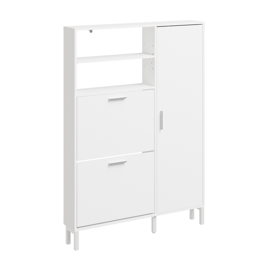 Sobuy Schuhkipper Schmal In Weiß Schuhschrank Mit 2-in-1-funktion, Tiefe 14 Cm Schuhregal Für Große Schuhe Bis Gr. 47 83×14×117.5 Cm Tragkraft 39 Kg Fsr230-w