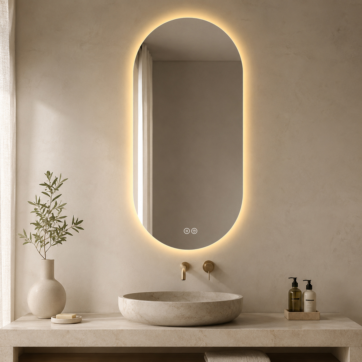 Led-badezimmerspiegel 60x120 Cm, Touch, Anti-beschlag, 3 Lichtfarben Dimmbar, Friseur-spiegel