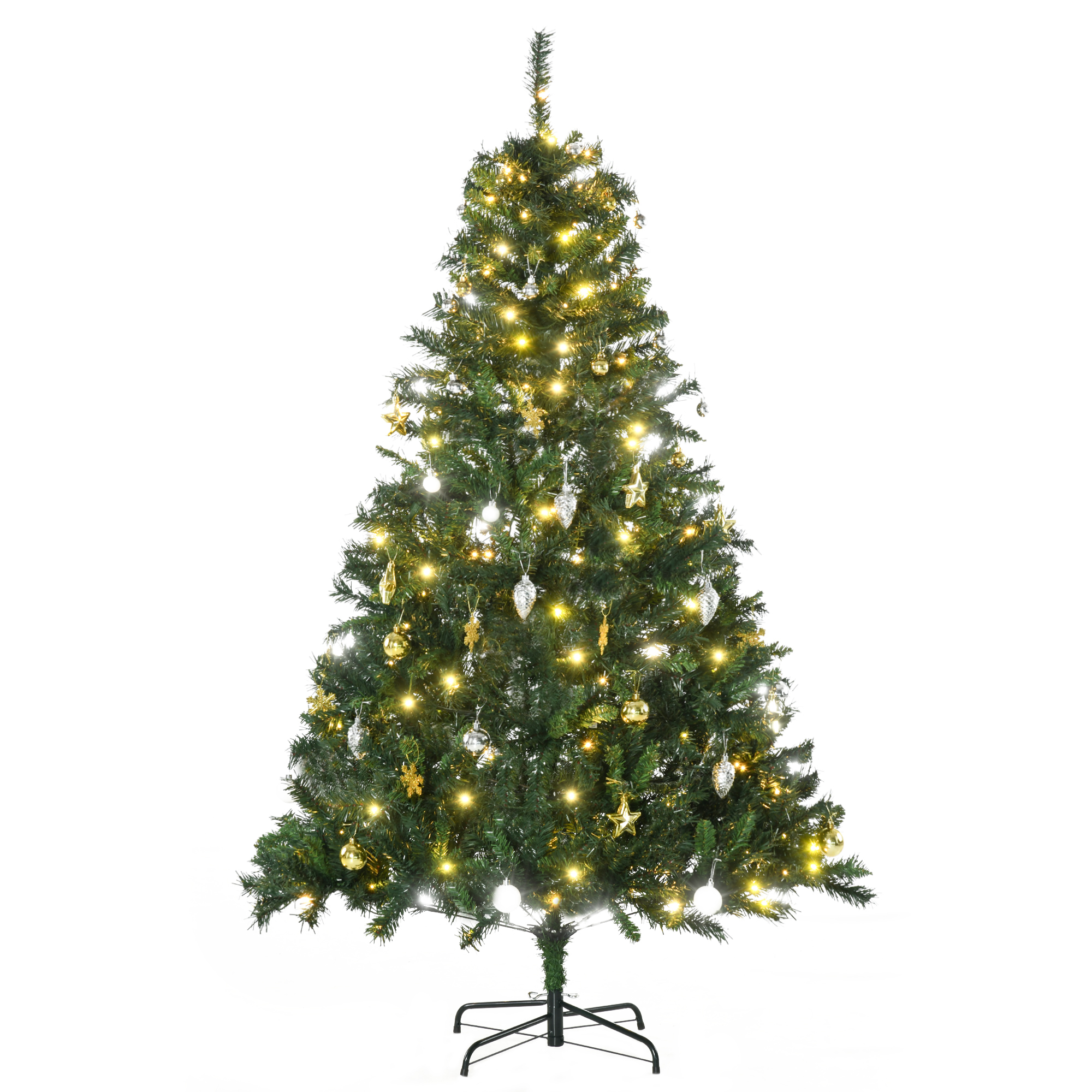 Weihnachtsbaum Künstlich 180 Cm, Led & Kugeln, 745 Spitzen, Metallständer