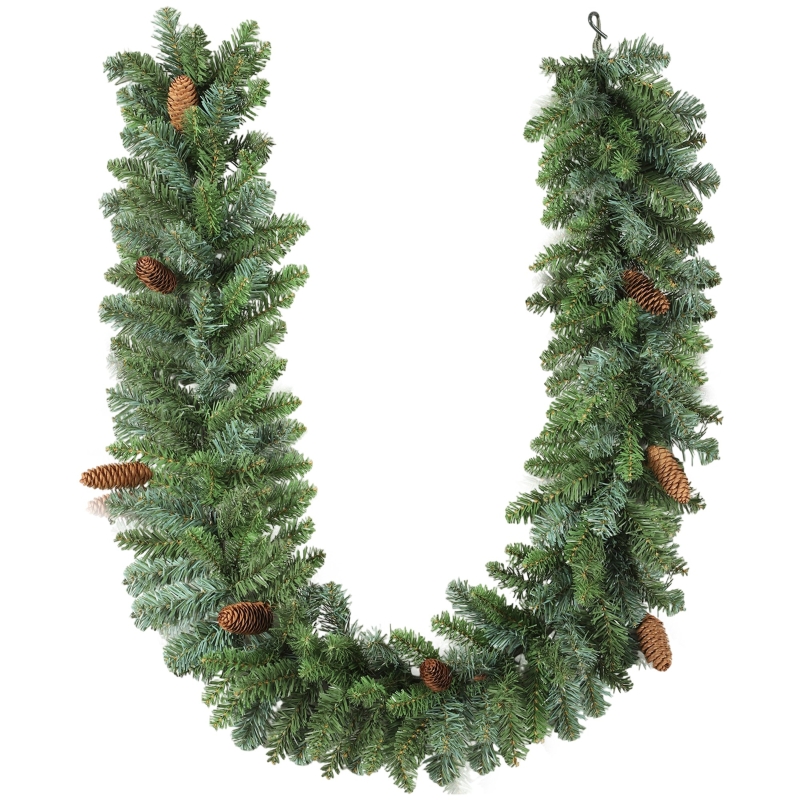 Weihnachtsgirlande Künstlich 1,8 M, 162 Spitzen, 8 Zapfen, Grün