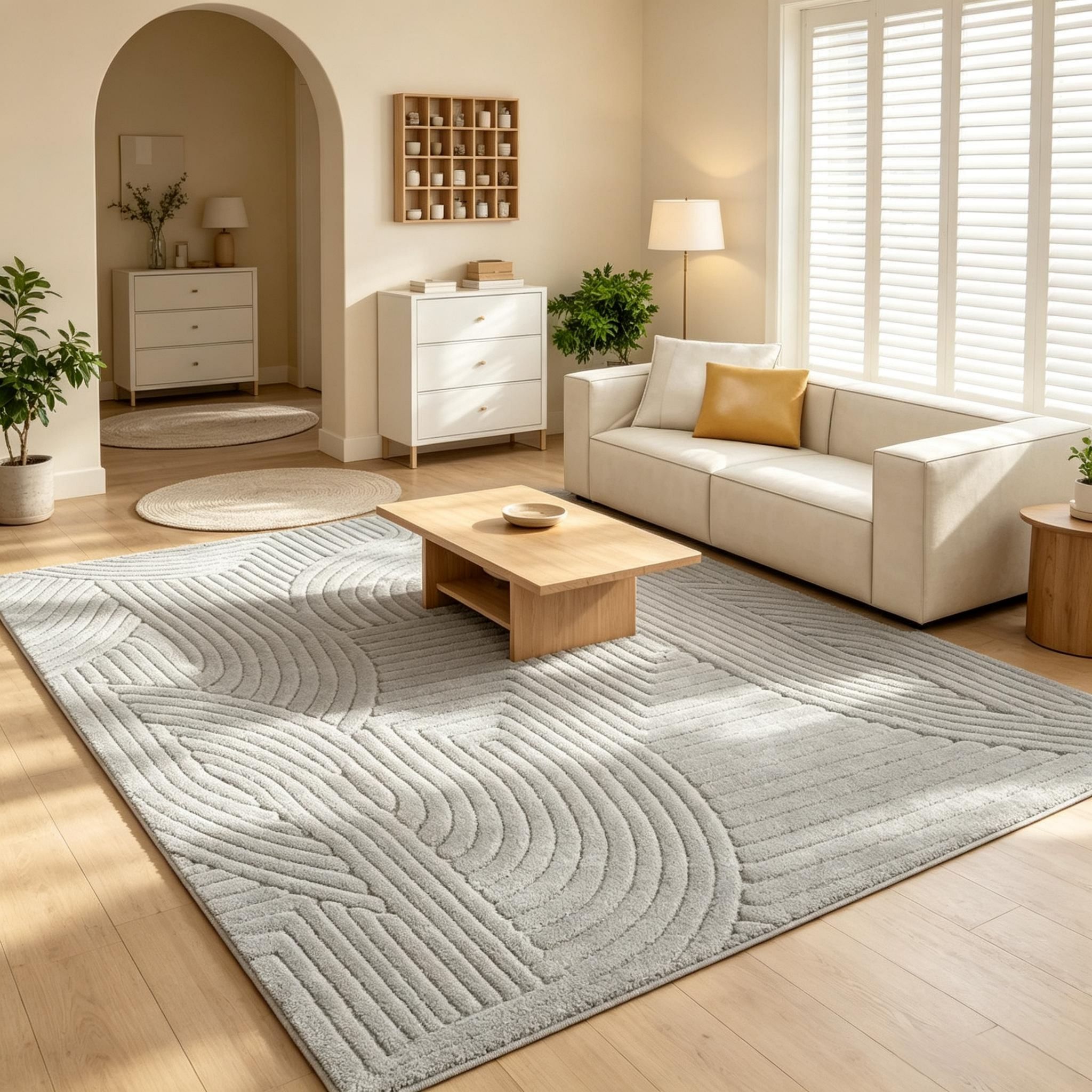Teppich Wohnzimmer 230x160 Cm, Geometrischer Langflor, Weich & Rutschfest