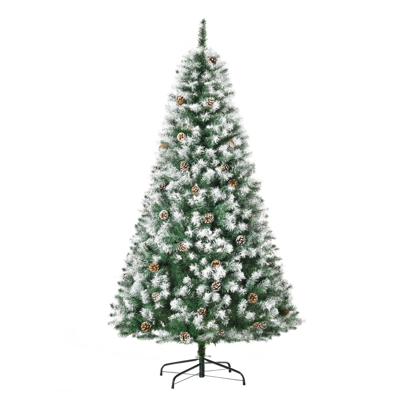 Künstlicher Weihnachtsbaum 180 Cm, 800 Zweige, 61 Zapfen, Schnee, Feuerfest