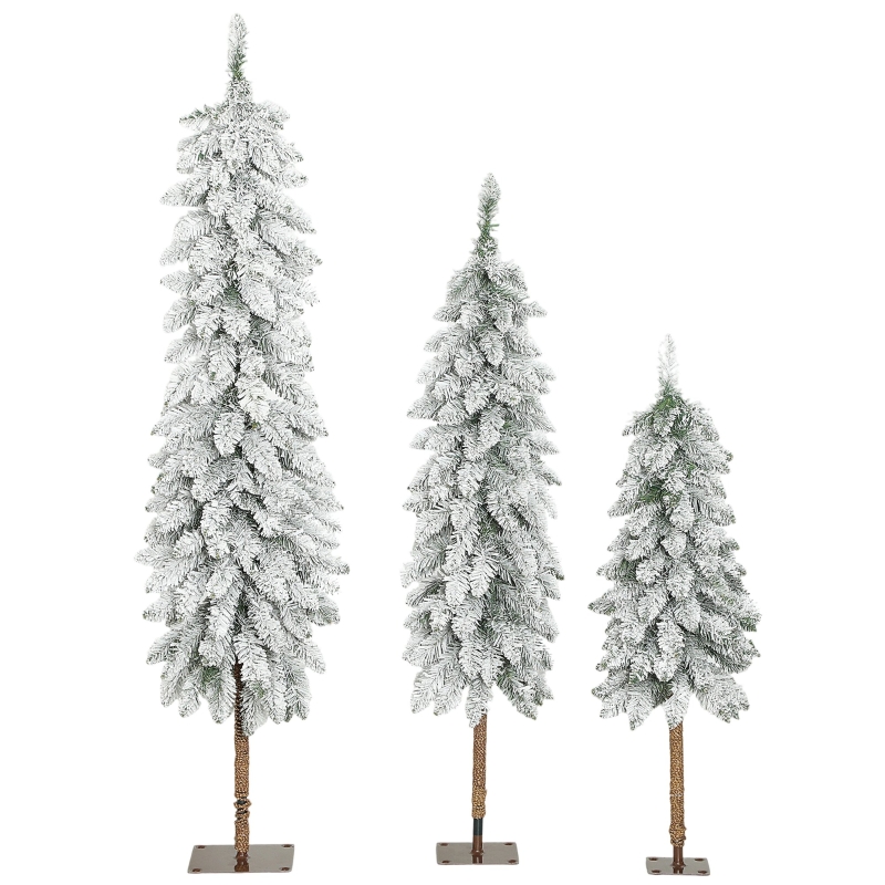 3er-set Künstliche Tannenbäume Schneebedeckt, 3 Größen, Metallständer