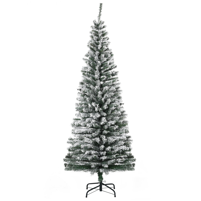 Künstlicher Weihnachtsbaum 180 Cm Bleistift-kiefer Mit Schnee, 492 Spitzen