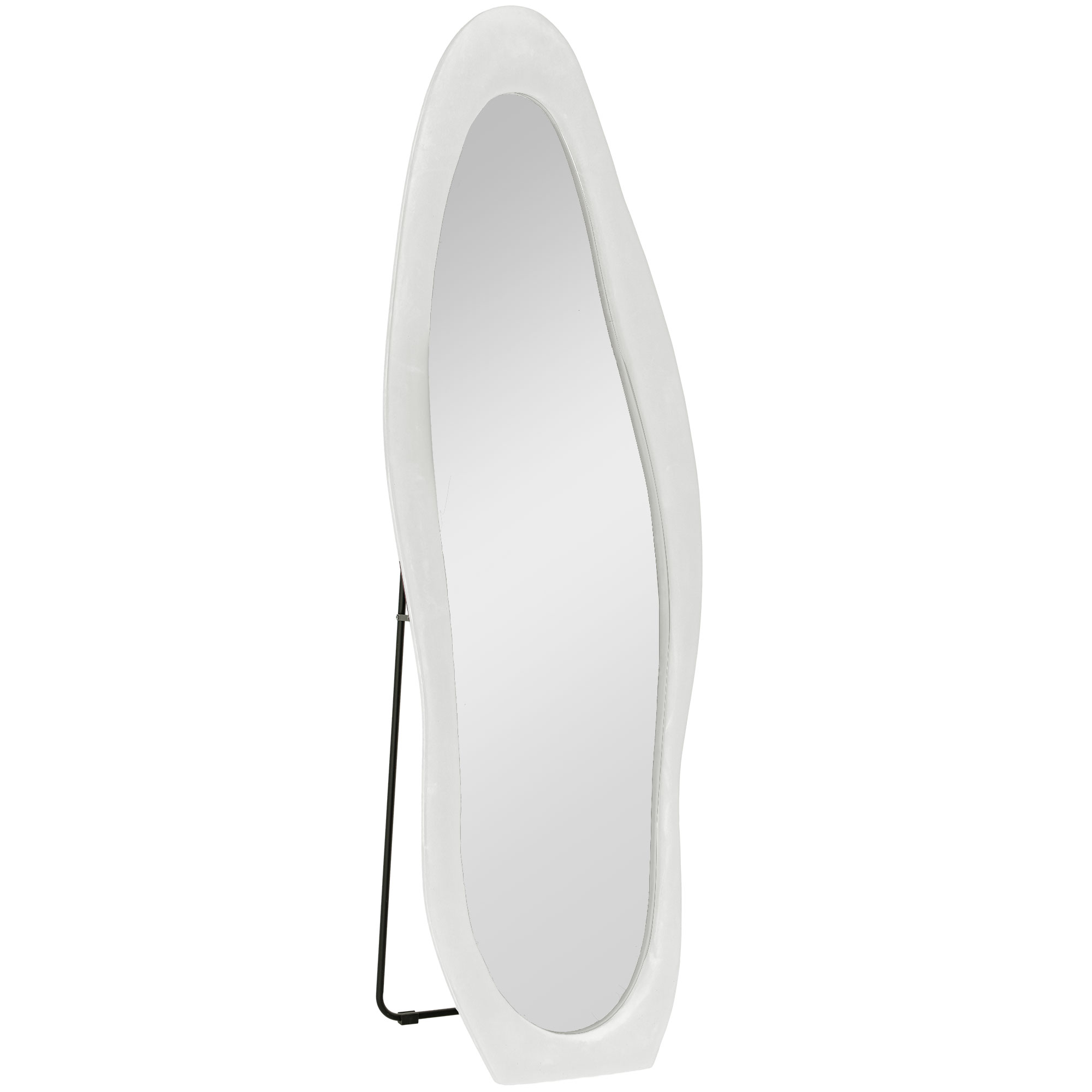 Ganzkörperspiegel 50x160 Cm, Wellenförmig, Samt-rahmen Weiß, Stand- & Wandspiegel
