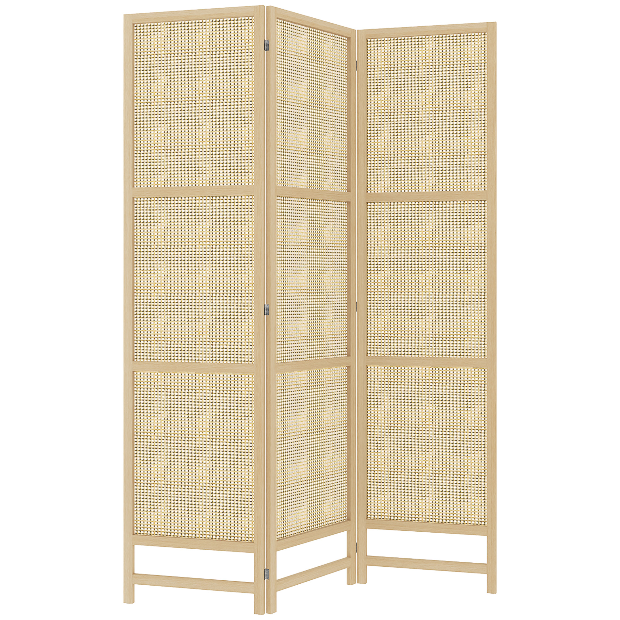Paravent 3-teilig 135x180 Cm, Pp-rattan, Faltbar, Sichtschutz, Natur