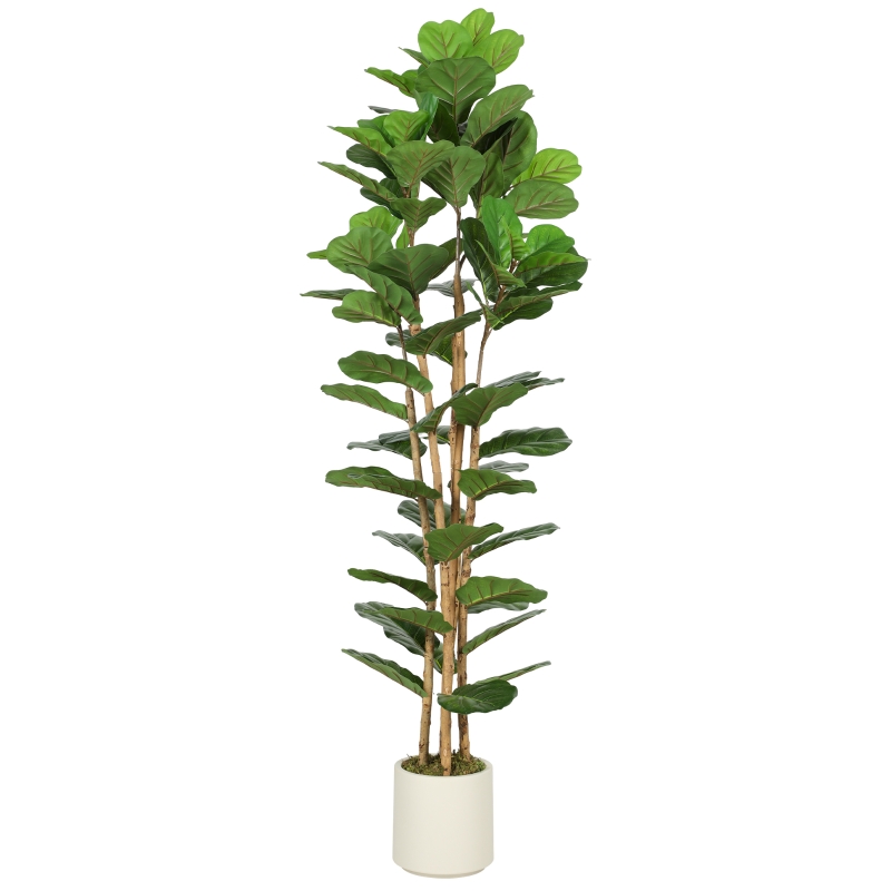 Künstlicher Geigenfeigenbaum 180 Cm, 91 Blätter, Massivholzstamm, Grün