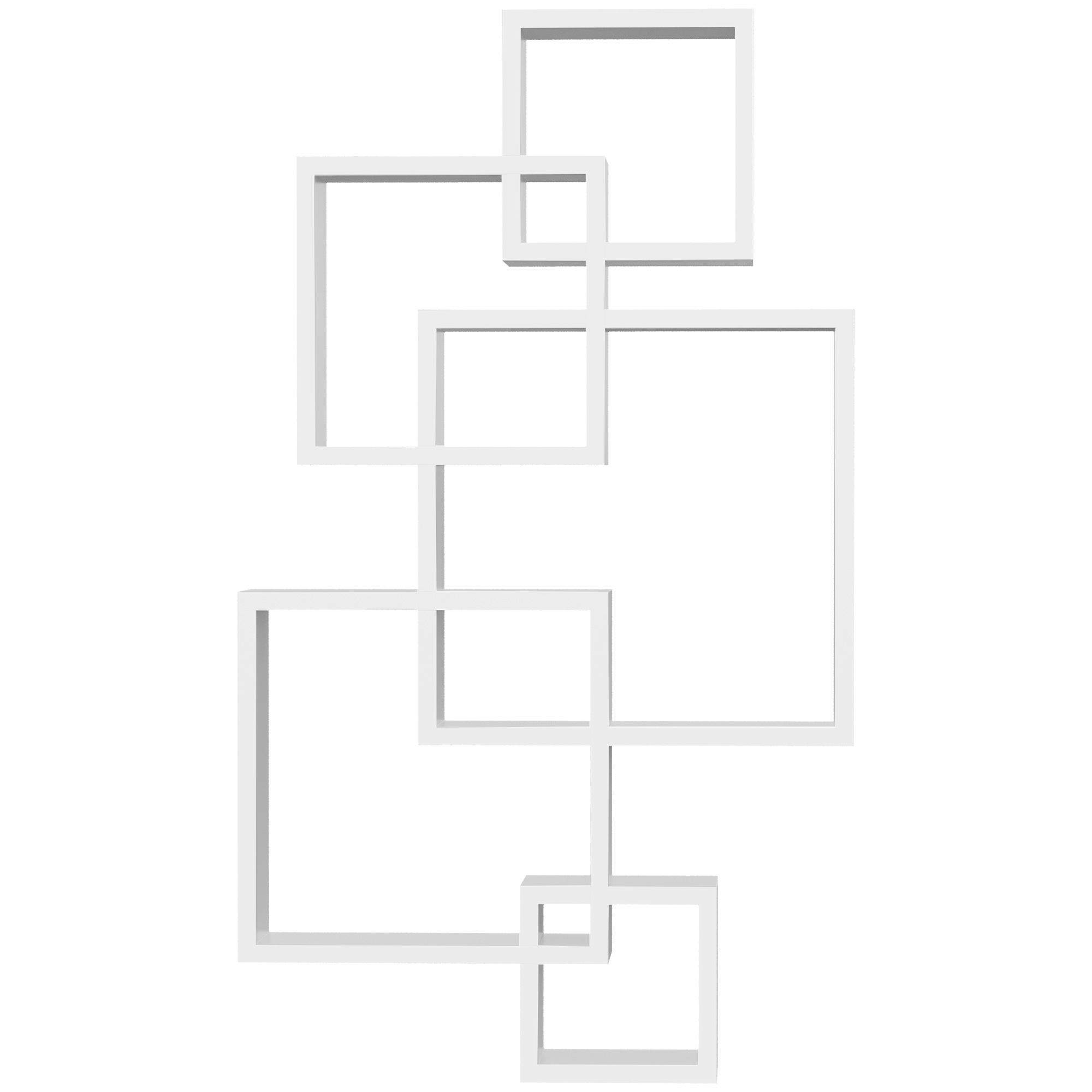 Wandregal Schweberegal 49,5x10,2x86 Cm, 5 Würfel 9 Fächer, Tannenholz Weiß