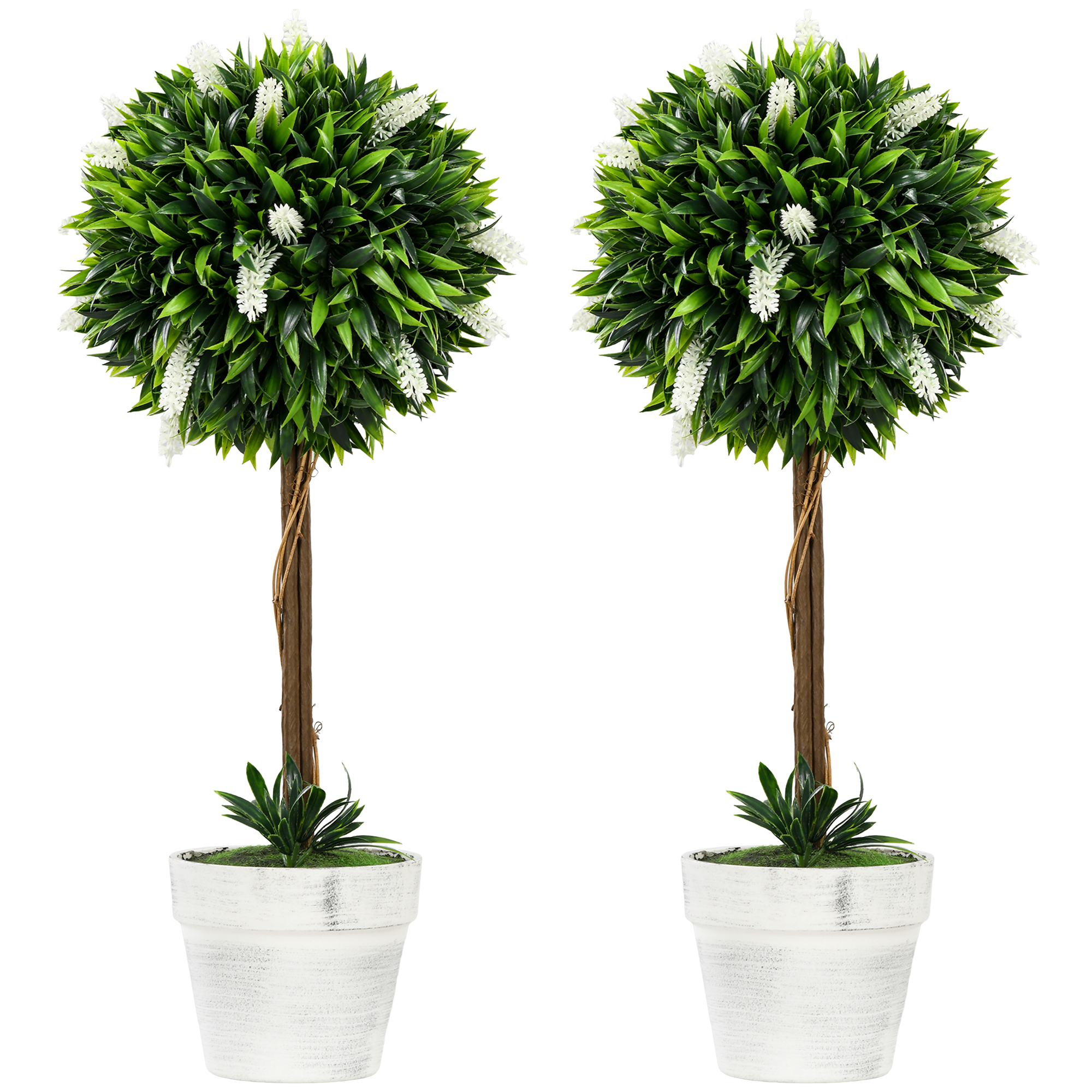 Lavendel Künstlich 2er-set 60 Cm, Im Topf, Grün, Pflegeleicht