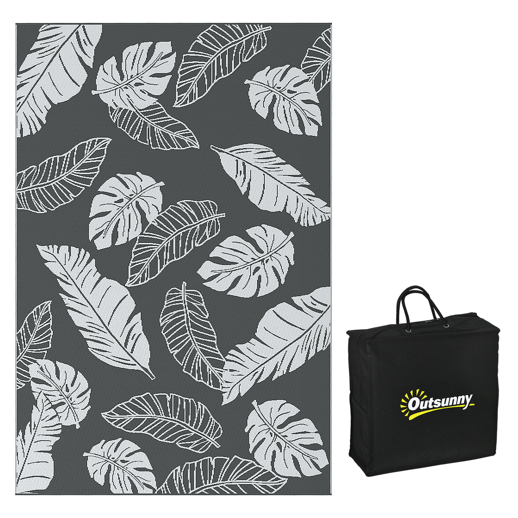 Outdoor-teppich 182x274 Cm Wetterfest, Doppelseitig, Balkon Terrasse Grau