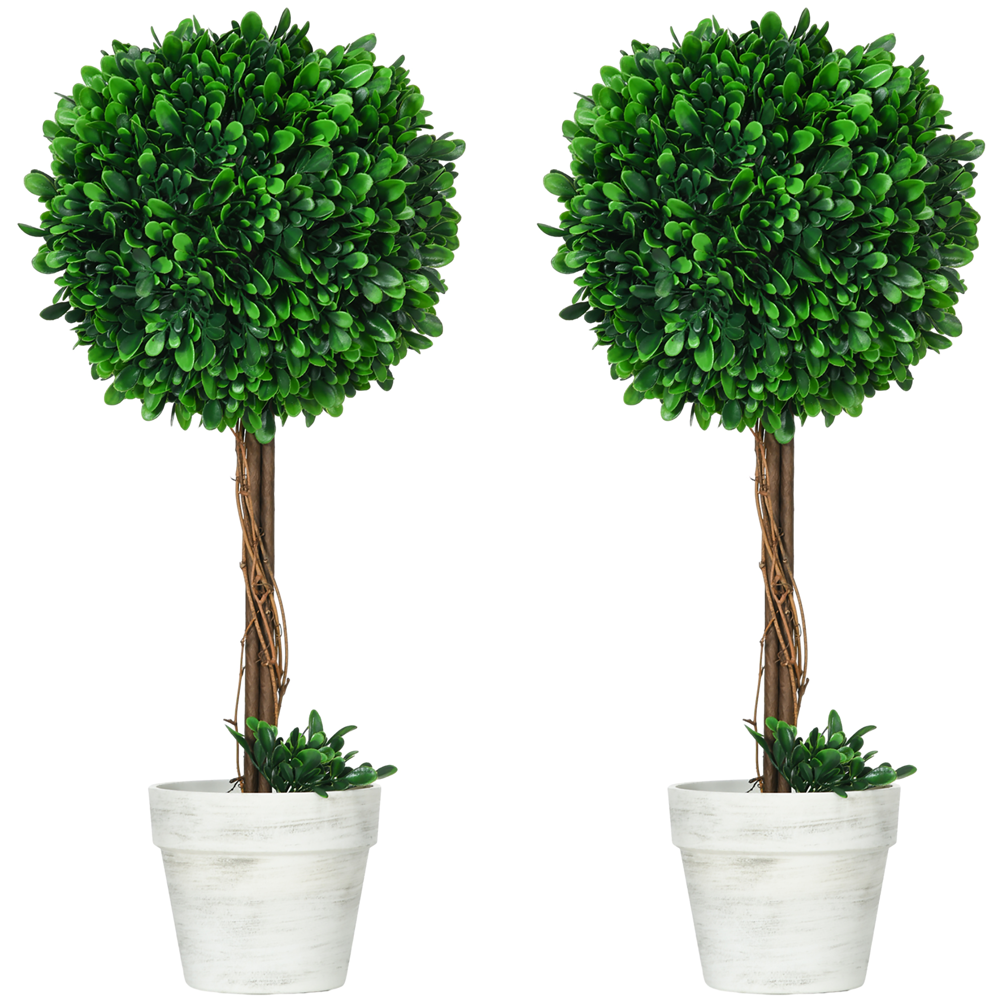 Buchsbäume Künstlich 2er-set 60 Cm, Uv-beständig, Im Topf, Grün