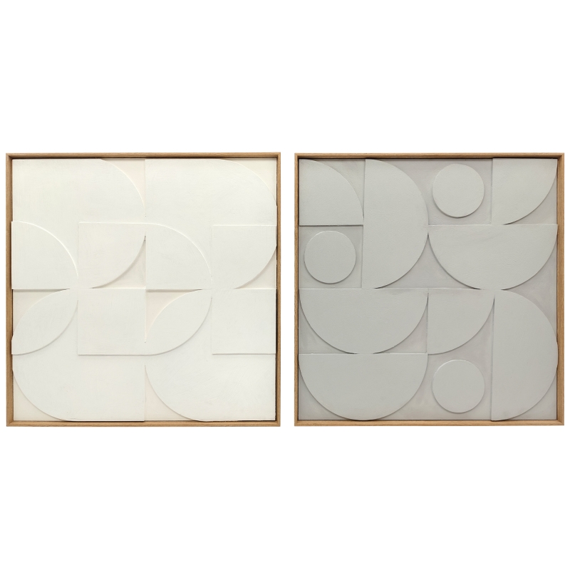 3d-wanddeko 2er-set Geometrisch, 80x3,5x80 Cm, Weiß, Wohnzimmer