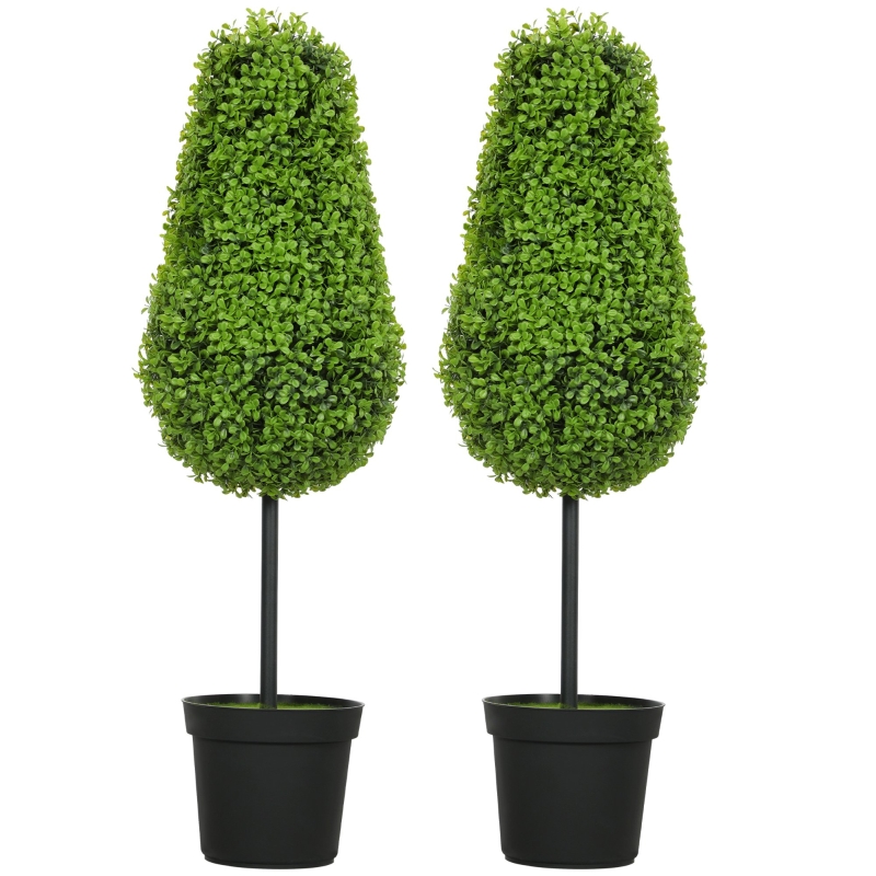Buchsbaum Künstlich 2er-set 90 Cm, Tränenform, Im Topf, Grün