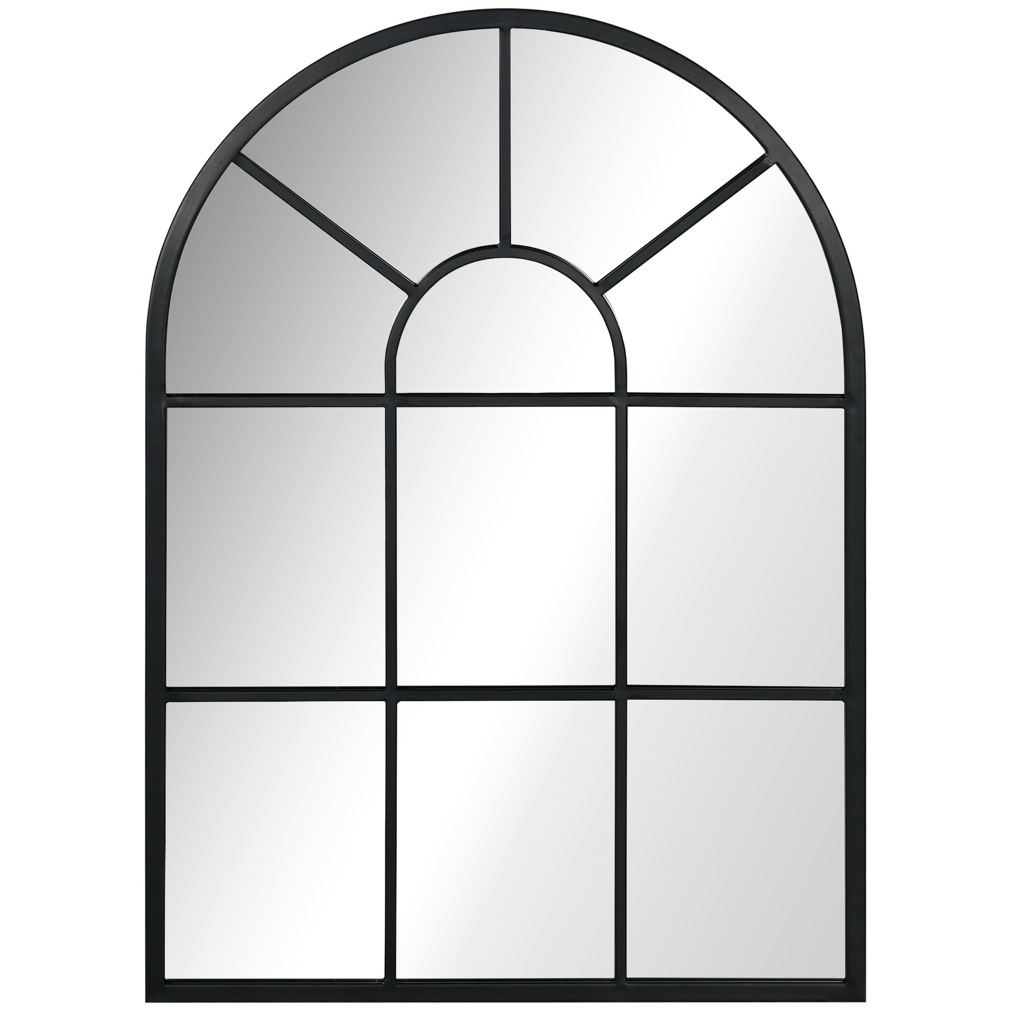 Fensterspiegel Wandspiegel 70x50 Cm, Metallrahmen Schwarz, Deko-hängespiegel