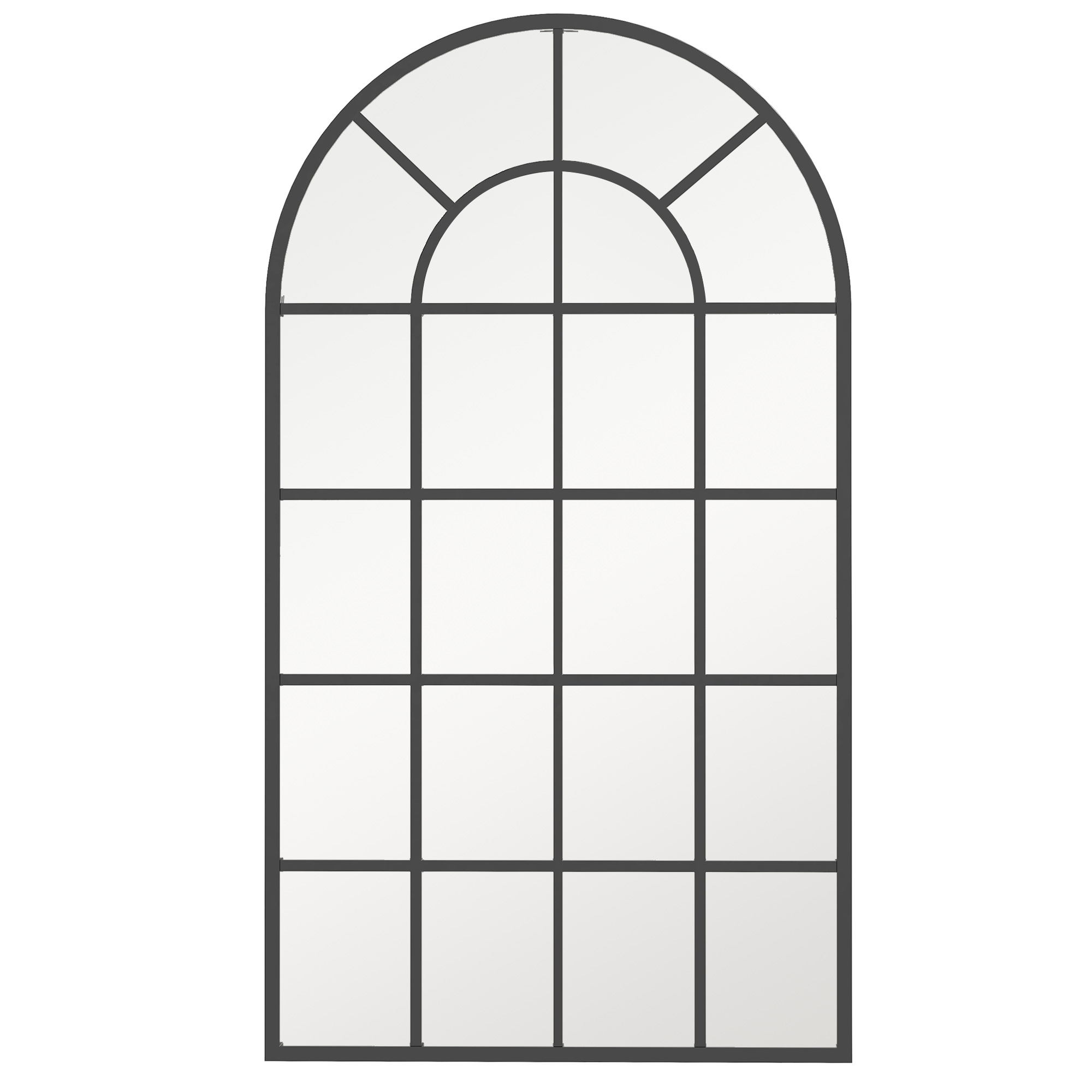 Garderobenspiegel 110x62 Cm, Schwarzer Metallrahmen, Bogen-fenster-design, Flurspiegel Wandspiegel