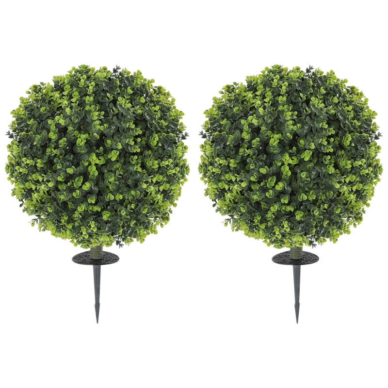 2er-set Buchsbaumkugeln Mit Bodenpfahl, Uv-beständig, Grün, Indoor Outdoor
