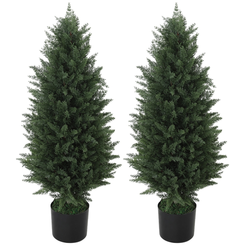 2er-set Künstliche Zypresse 90 Cm Im Topf, Uv-beständig, Grün