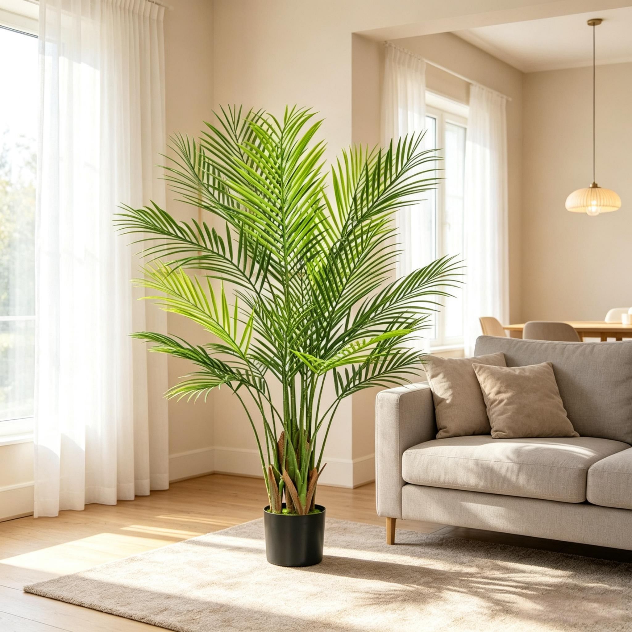 Künstliche Palme 120 Cm Grün, Kunstpflanze Im Kunststofftopf, Deko