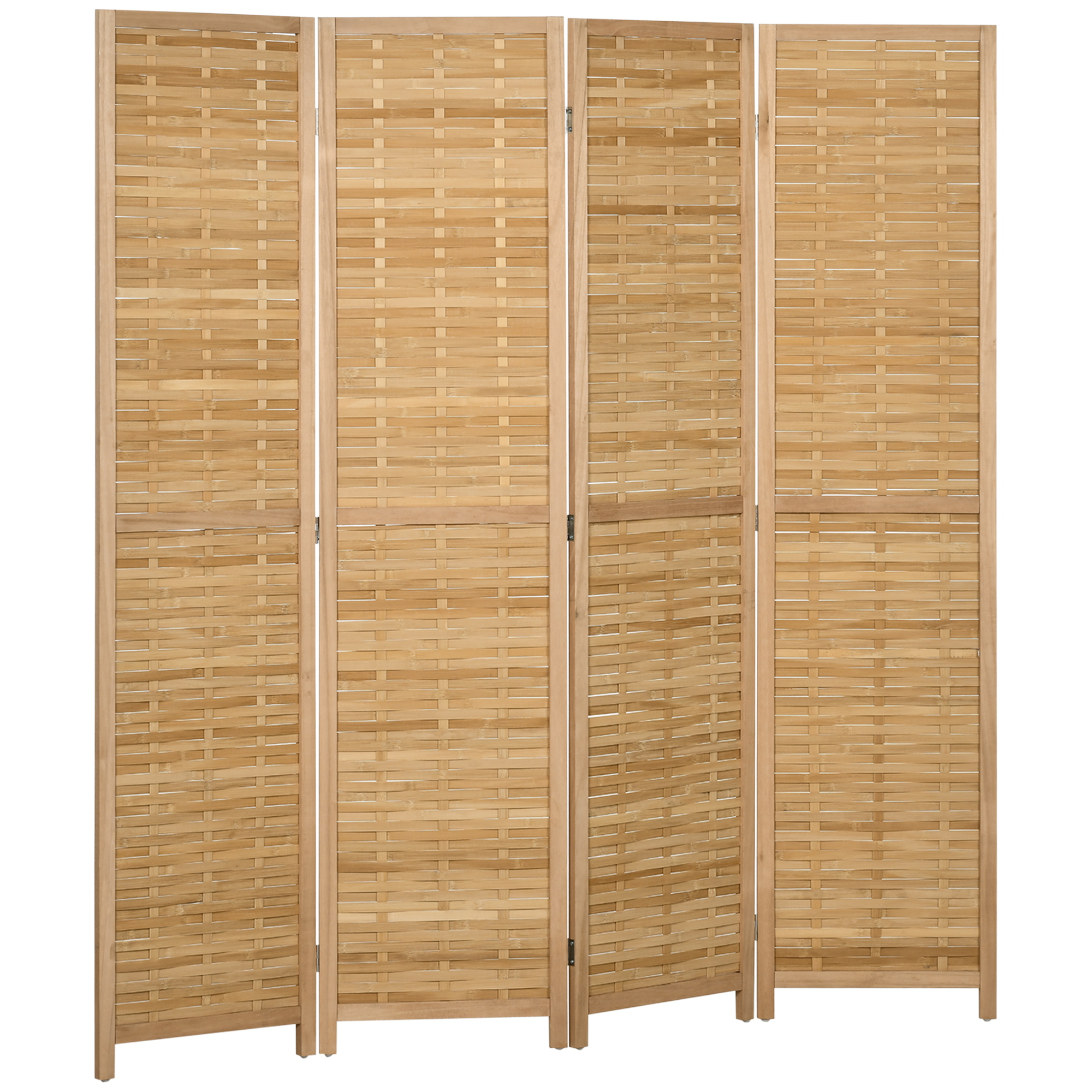 Paravent 4-teilig 160x170 Cm, Bambus, Faltbar, Sichtschutz, Natur