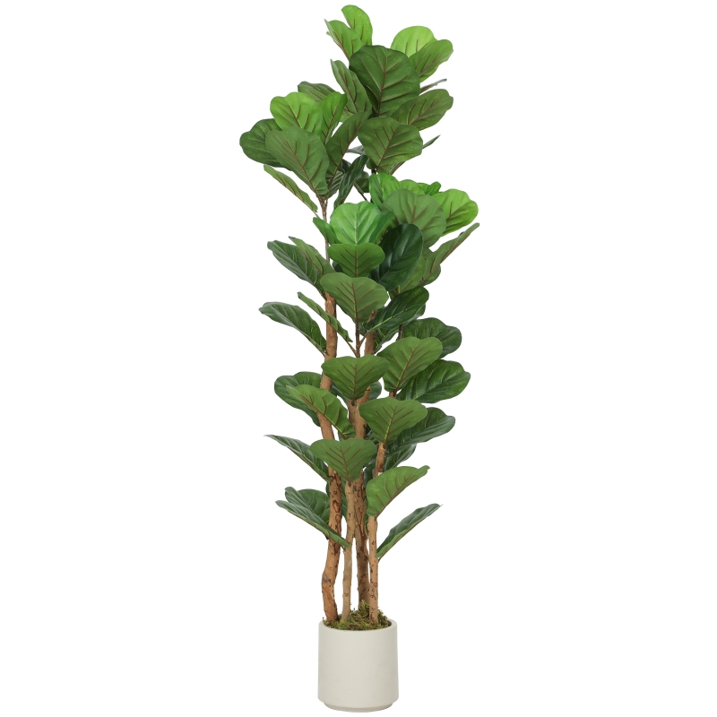 Künstlicher Geigenfeigenbaum 150 Cm, 71 Blätter, Massivholzstamm, Grün