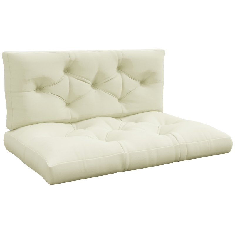 Sitzpolster 120x80x12 Cm Mit Knopfheftung, Cremeweiß