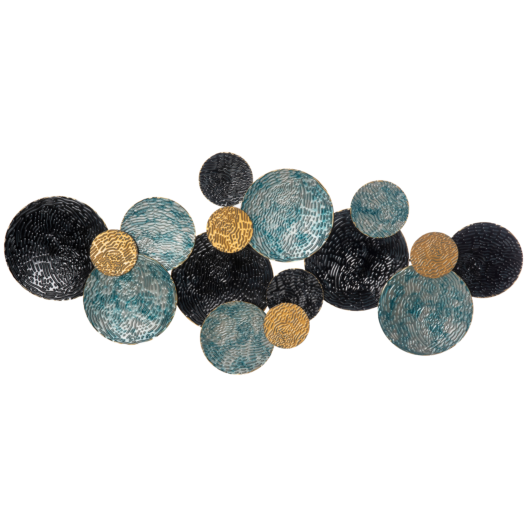 3d-wandbild Metall 121x53 Cm, Gold-schwarz-blau, Wandskulptur Moderne Wohnzimmer-dekoration