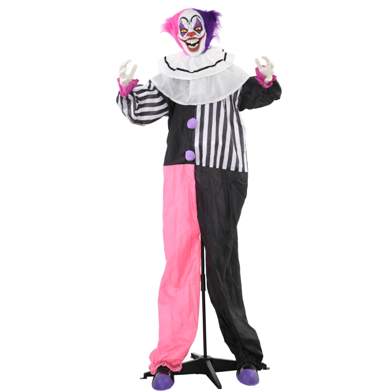 Halloween-dekoration Gruselclown, Animiert, Bewegung & Sound, Rosa-lila, 60x18x173 Cm