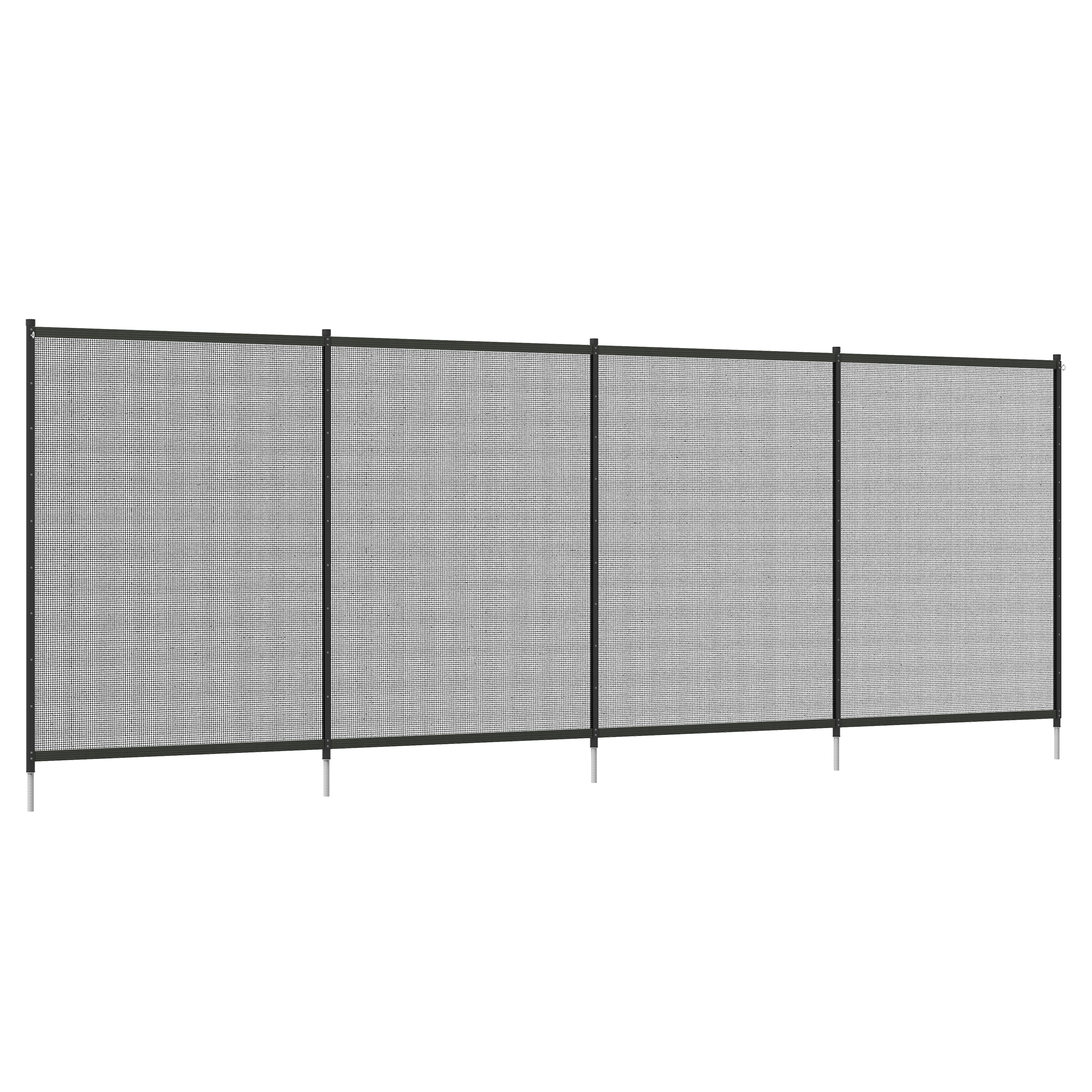 Teichzaun 365x126 Cm 4er-set Gartenzaun Mit Fuß, Poolzaun Schwarz