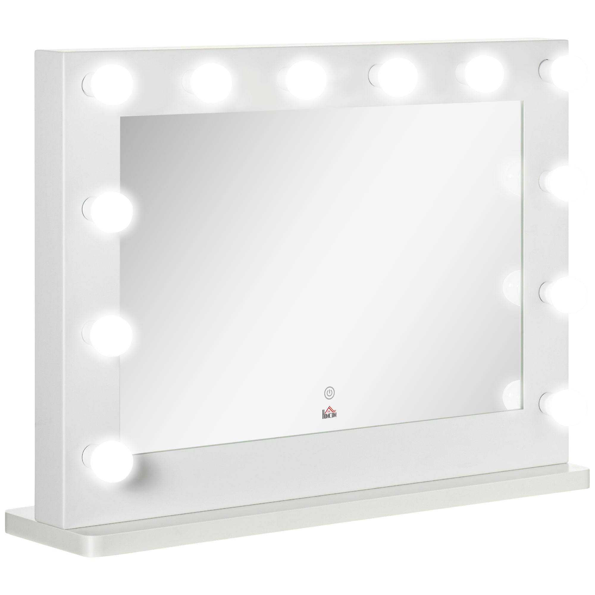 Hollywood-schminkspiegel 80x60 Cm, 12 Dimmbare Leds, Touch, Memory, Weiß