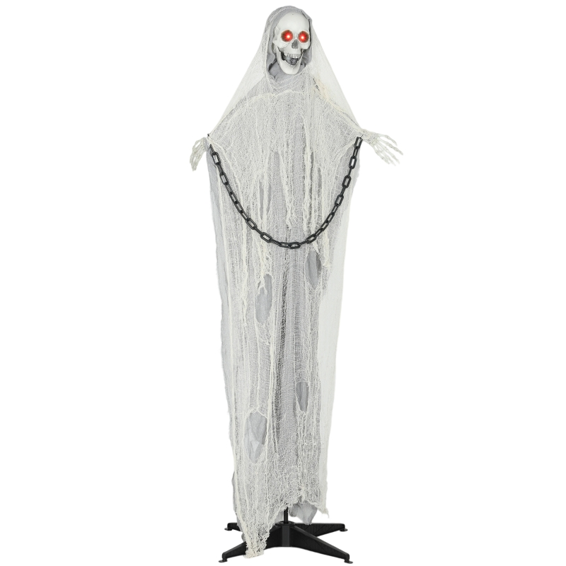 Halloween-deko Sensenmann 183 Cm, Lebensgroß, Led-augen & Sound, Beweglich, Garten Haustür