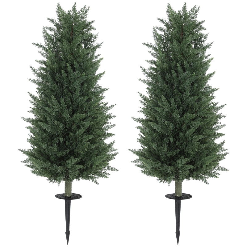 Zypresse Künstlich 2er-set 100 Cm, Mit Erdspieß, Grün