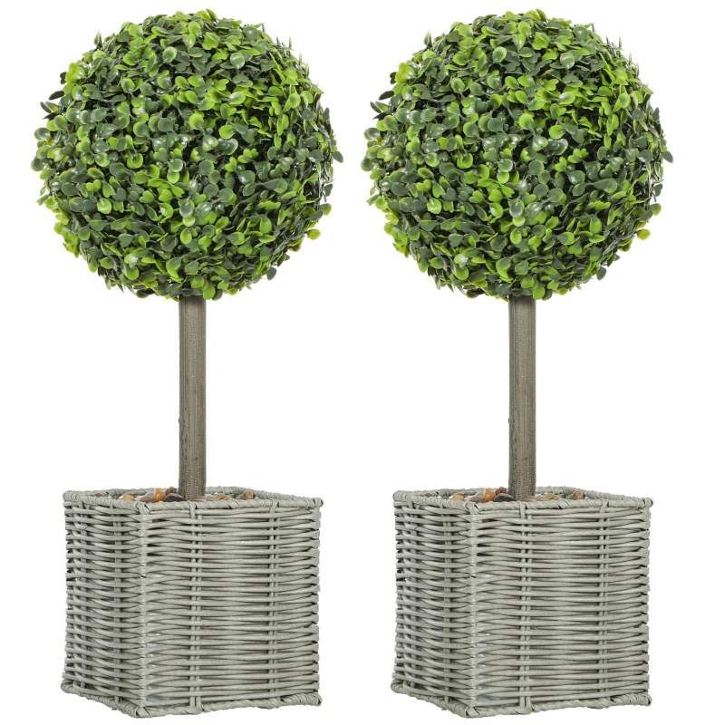 Kunstpflanzen 2er-set, Buchsbaumkugeln Uv-beständig Im Topf, 50 Cm, Grün, Innen- & Außenbereich