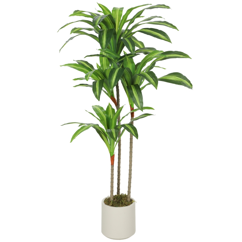 Künstlicher Dracaena-baum 120 Cm Mit Biegsamen Stämmen, Weißes Gefäß