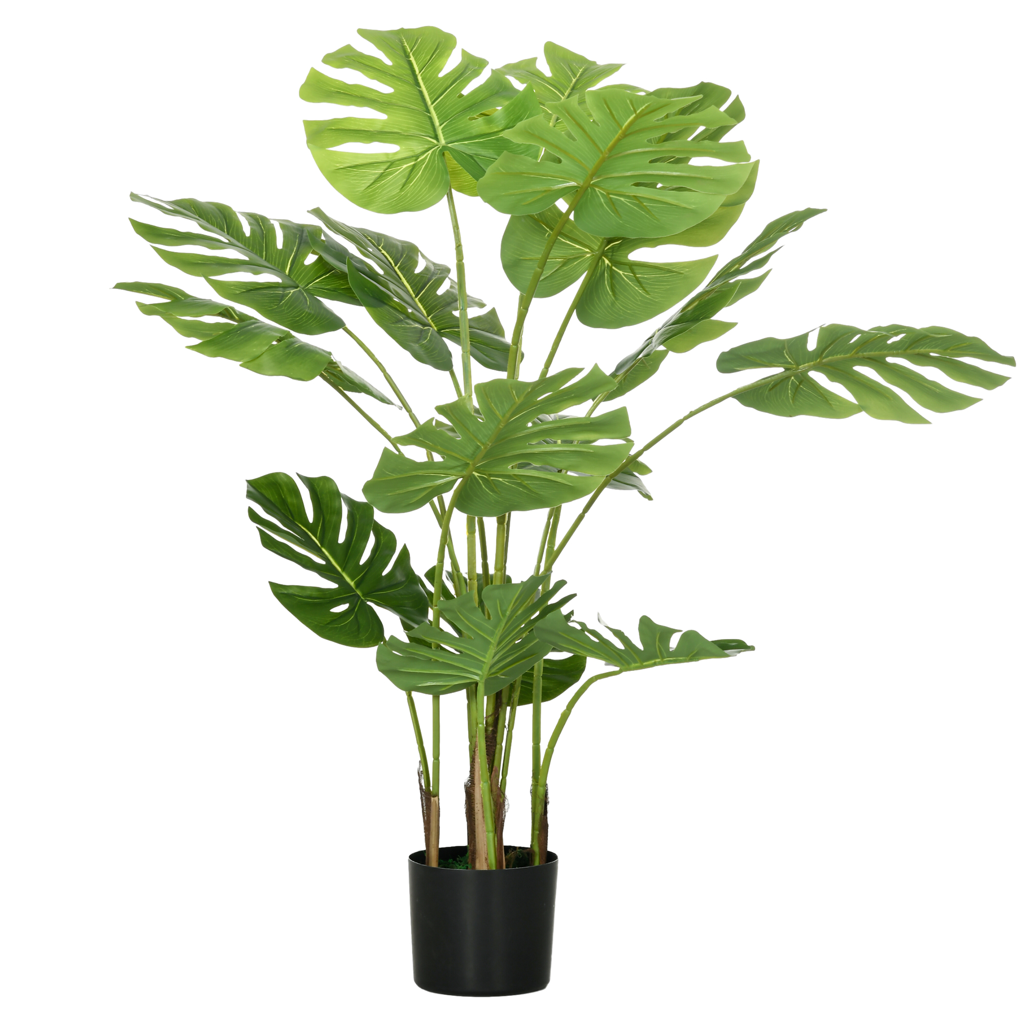 Monstera Künstlich 120 Cm, Mit Übertopf & Pe-moos, Grün