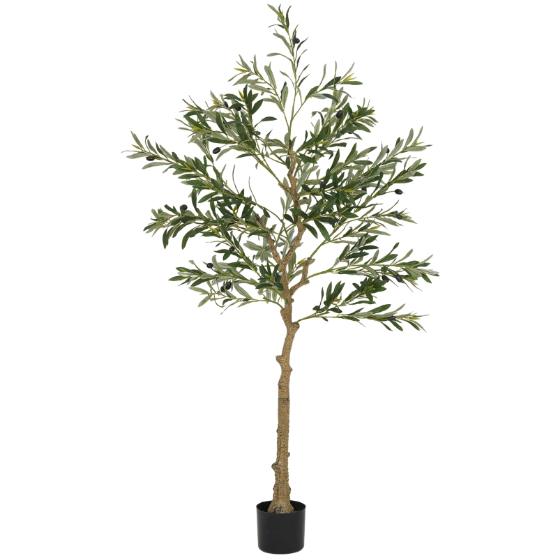 Olivenbaum Künstlich 150 Cm, 720 Blätter, 40 Oliven, Stabiler Topf, Grün
