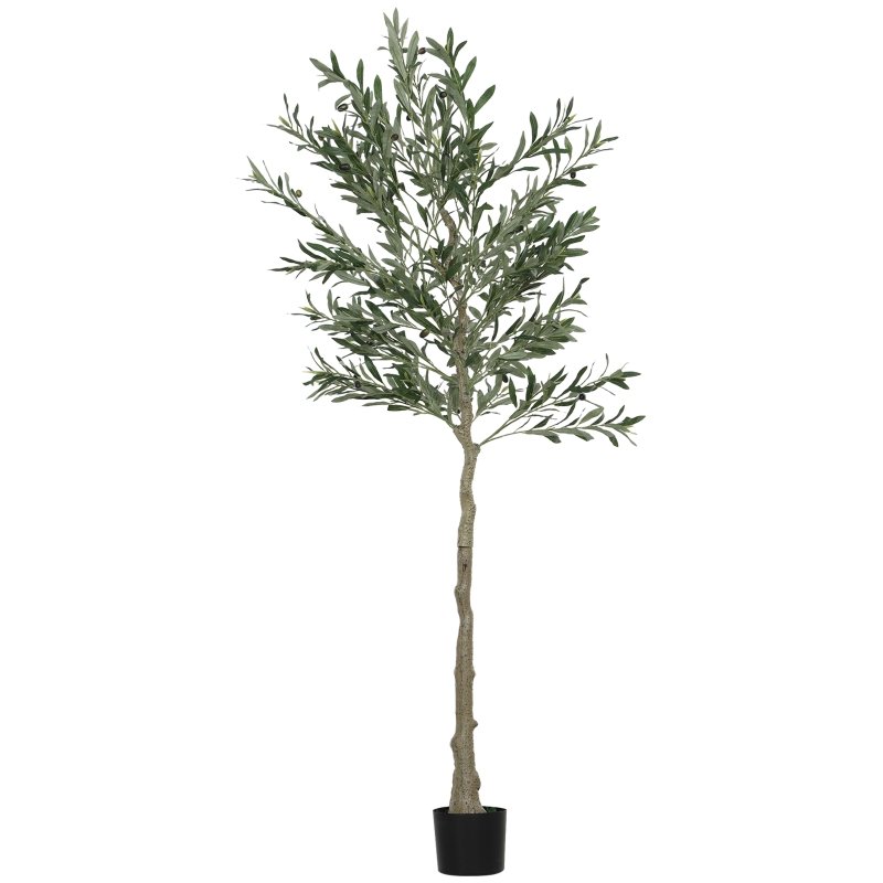 Olivenbaum Künstlich 180 Cm, Mit Zementtopf & Kunstmoos, Grün