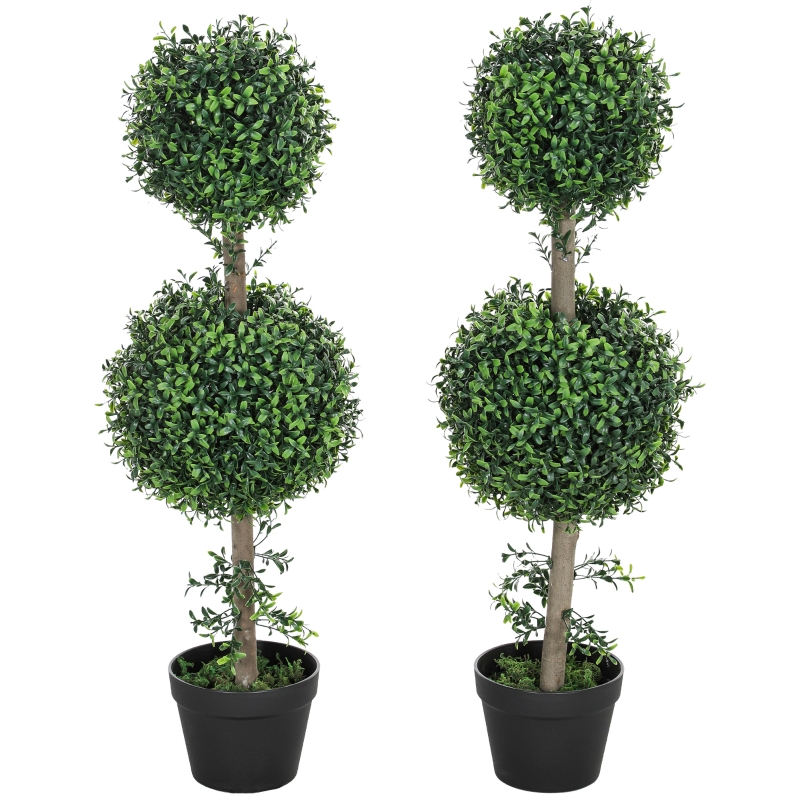 Buchsbaum Künstlich 2er-set 91,6 Cm, Uv-schutz, Im Topf
