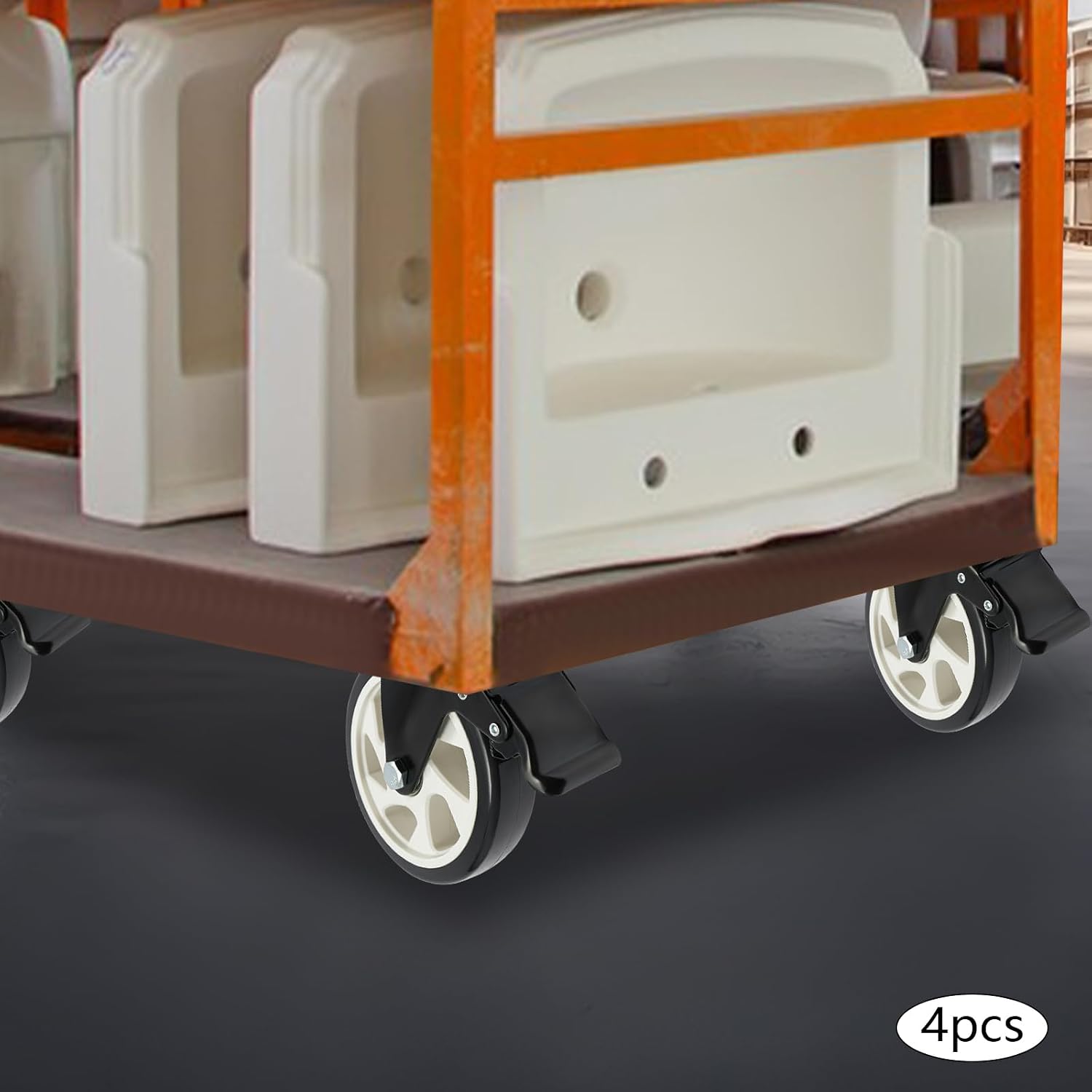 4 Stück 125mm Schwerlastrollen Mit Bremse Bis 200kg Lenkrollen Transportrollen Für Möbel & Industrie Geräuschlose Hochleistungsräder Robuste Möbelrollen Rollen Für Möbel Palettenregalen