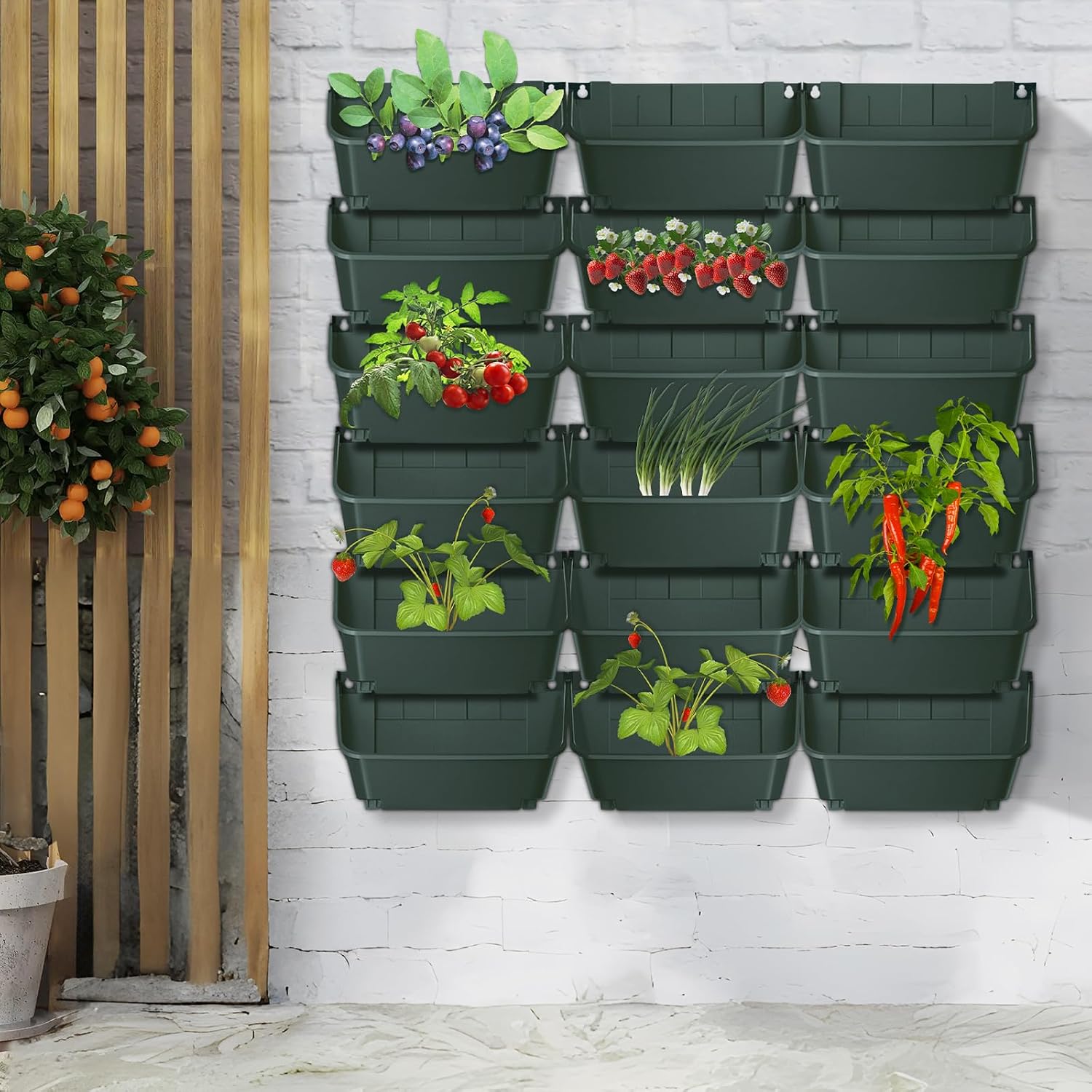 18pcs Hängender Vertikaler Wand-pflanzgefäß, Hängende Pflanztaschen, Vertikaler Wand-blumentopf, Selbstbewässernder Wandpflanztopf, Wand-pflanzkübel Mit Entwässerungsrohr Für Gärten